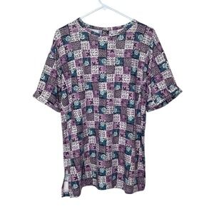 Basic Editions Top Womens MEDIUM 90s Patchwork Boho Retro Floral Cottagecore VTG